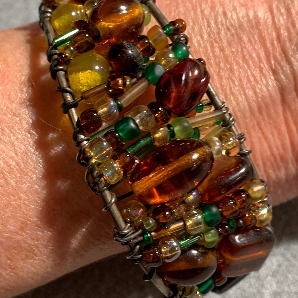 Hand Crafted Beaded Bracelet Cuff